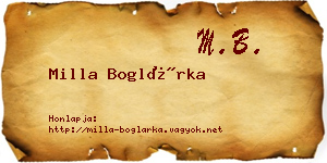 Milla Boglárka névjegykártya